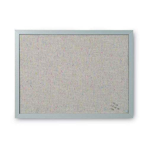 Designer Fabric Bulletin Board, 24 X 18, Gray Surface, Gray Mdf Wood Frame