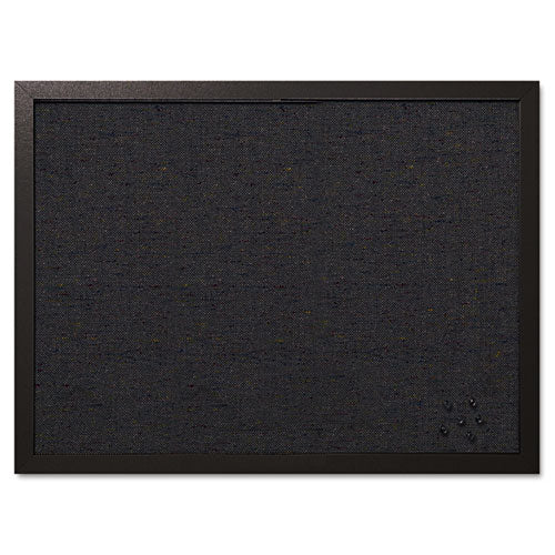 Designer Fabric Bulletin Board, 24 X 18, Black Surface, Black Mdf Wood Frame