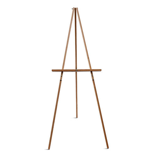 Oak Display Tripod Easel, 60" High, Wood/brass