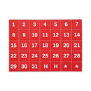 Interchangeable Magnetic Board Accessories, Calendar Dates, Red/white, 1" X 1", 31 Pieces