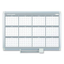 Magnetic Dry Erase Calendar Board, 12-month, 36 X 24, White Surface, Silver Aluminum Frame