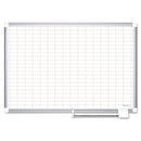 Gridded Magnetic Steel Dry Erase Planning Board, 1 X 2 Grid, 48 X 36, White Surface, Silver Aluminum Frame