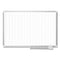 Gridded Magnetic Steel Dry Erase Planning Board, 1 X 2 Grid, 72 X 48, White Surface, Silver Aluminum Frame