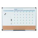 3-in-1 Calendar Planner, 36 X 24, White Surface, Silver Aluminum Frame