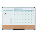 3-in-1 Planner Board, 24 X 18, Tan/white/blue Surface, Silver Aluminum Frame