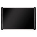 Soft-touch Bulletin Board, 48 X 36, Black Fabric Surface, Aluminum/black Aluminum Frame