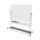 Revolver Easel, 70.8 X 47.2, 80" Tall Easel, Horizontal Orientation, White Surface, Silver Aluminum Frame