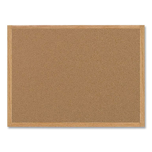 Earth Cork Board, 36 X 24, Tan Surface, Oak Wood Frame