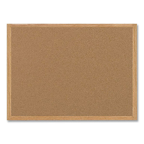 Earth Cork Board, 72 X 48, Tan Surface, Oak Wood Frame