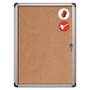 Slim-line Enclosed Cork Bulletin Board, One Door, 28 X 38, Tan Surface, Aluminum Frame