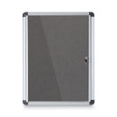 Slim-line Enclosed Fabric Bulletin Board, One Door, 28 X 38, Gray Surface, Aluminum Frame