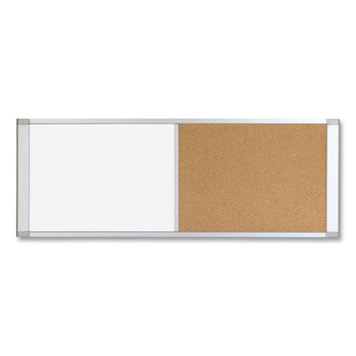 Combo Cubicle Workstation Dry Erase/cork Board, 36 X 18, Tan/white Surface, Aluminum Frame