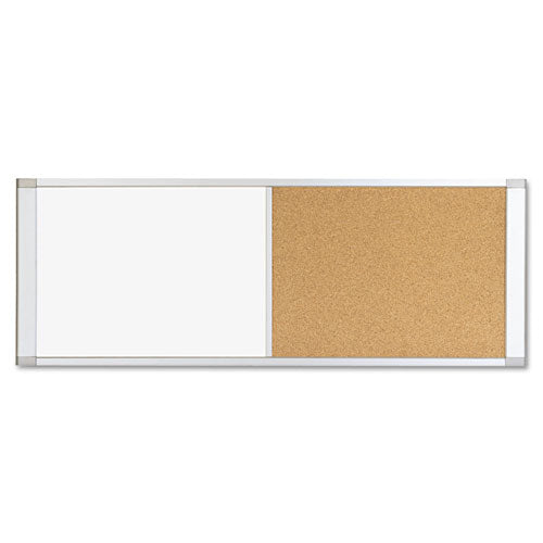 Combo Cubicle Workstation Dry Erase/cork Board, 48 X 18, Tan/white Surface, Aluminum Frame