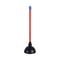 Toilet Plunger, 18" Plastic Handle, 5.63" Dia, Red/black