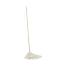 Handle/deck Mops, 12 Oz White Cotton Head, 48" Oak Wood Handle, 6/pack