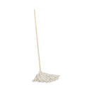 Handle/deck Mops, 16 Oz White Cotton Head, 48" Oak Wood Handle