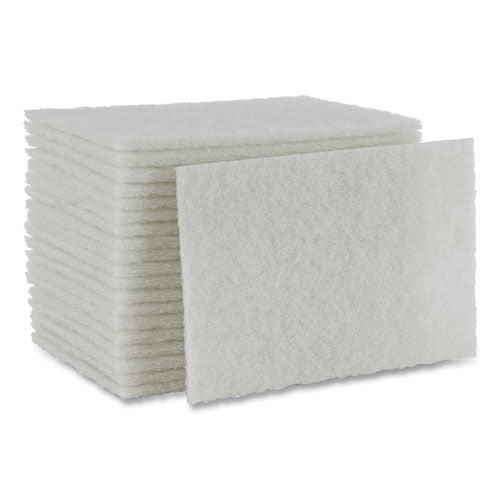 Light Duty Scour Pad, White, 6 X 9, White, 20/carton