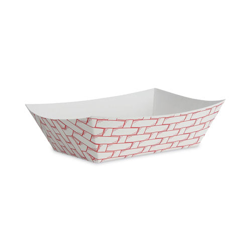 Paper Food Baskets, 3 Lb Capacity, Red/white, 500/carton