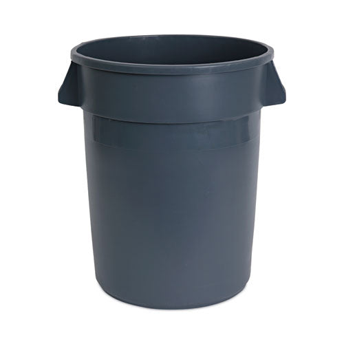 Round Waste Receptacle, 32 Gal, Linear-low-density Polyethylene, Gray