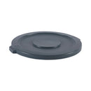 Lids For 32 Gal Waste Receptacle, Flat-top, Round, Plastic, Gray