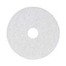 Polishing Floor Pads, 16" Diameter, White, 5/carton