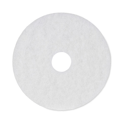 Polishing Floor Pads, 16" Diameter, White, 5/carton