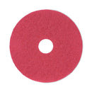 Buffing Floor Pads, 17" Diameter, Red, 5/carton