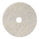 Natural Burnishing Floor Pads, 19" Diameter, White, 5/carton