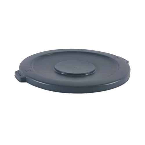 Lids For 44 Gal Waste Receptacles, Flat-top, Round, Plastic Gray