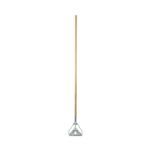 Screw Clamp Metal Head Wooden Mop Handle,