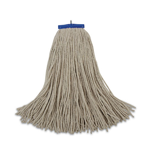 Cut-end Lie-flat Wet Mop Head, Cotton, 24oz, White, 12/carton