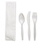 Four-piece Cutlery Kit, Fork/knife/napkin/teaspoon, White, Polypropylene, 250/carton