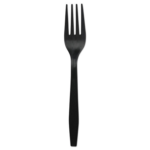 Heavyweight Polypropylene Cutlery, Fork, Black, 1000/carton