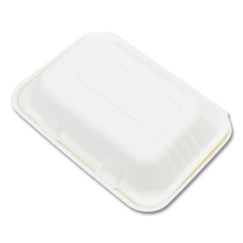 Bagasse Pfas-free Food Containers, Hoagie/hinged Lid, 1-compartment, 6 X 3 X 9, White, Bamboo/sugarcane, 250/carton