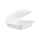 Bagasse Food Containers, Hinged-lid, 1-compartment 9 X 9 X 3.19, White,  Sugarcane, 100/sleeve, 2 Sleeves/carton