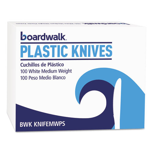 Mediumweight Polystyrene Cutlery, Knife, White, 100/box