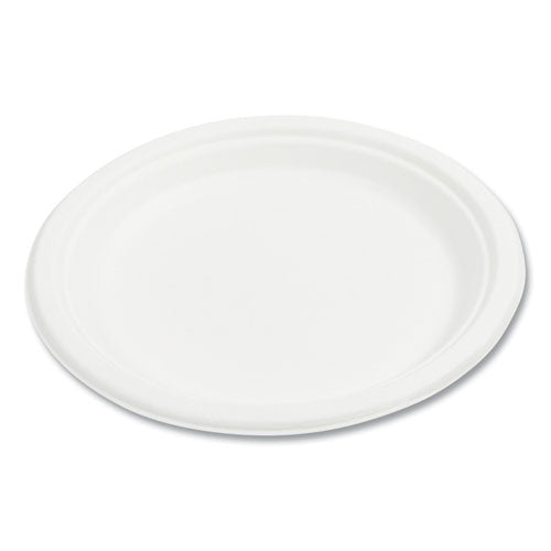 Bagasse Pfas-free Dinnerware, Plate, 9" Dia, White, 500/carton