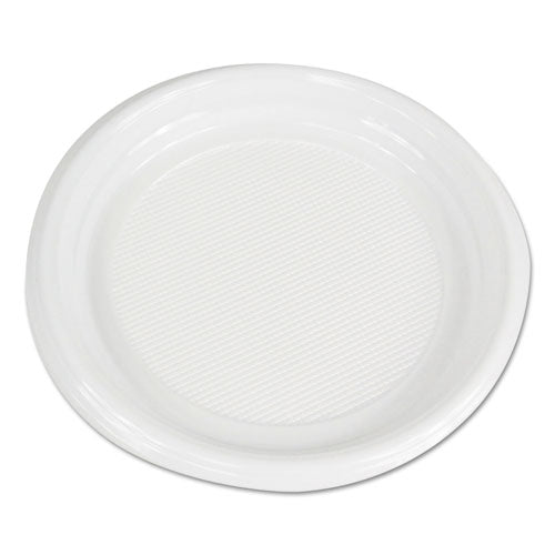 Hi-impact Plastic Dinnerware, Plate, 9" Dia, White, 500/carton