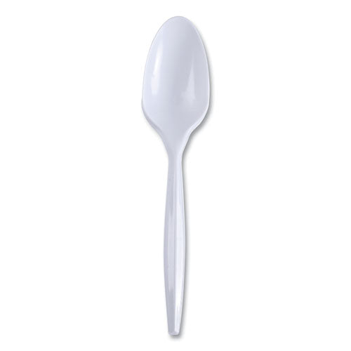 Mediumweight Wrapped Polypropylene Cutlery, Teaspoon, White, 1,000/carton