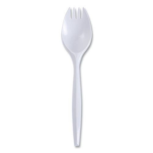 Mediumweight Wrapped Polypropylene Cutlery, Spork, White, 1,000/carton