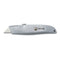 Retractable Metal Utility Knife, Retractable, 6" Die-cast Handle, Gray