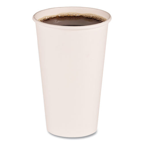 Paper Hot Cups, 16 Oz, White, 20 Cups/sleeve, 50 Sleeves/carton