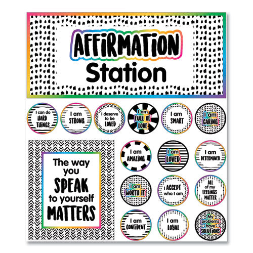 Motivational Bulletin Board Sets, Affirmation Station, Multicolor, 13.8 X 16, 32 Pieces