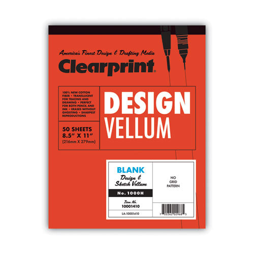 Design Vellum Paper, 16 Lb Bristol Weight, 8.5 X 11, Translucent White, 50/pad