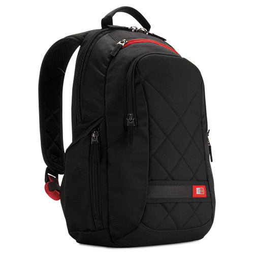 Diamond Backpack, Fits Devices Up To 14.1", Polyester, 6.3 X 13.4 X 17.3, Black