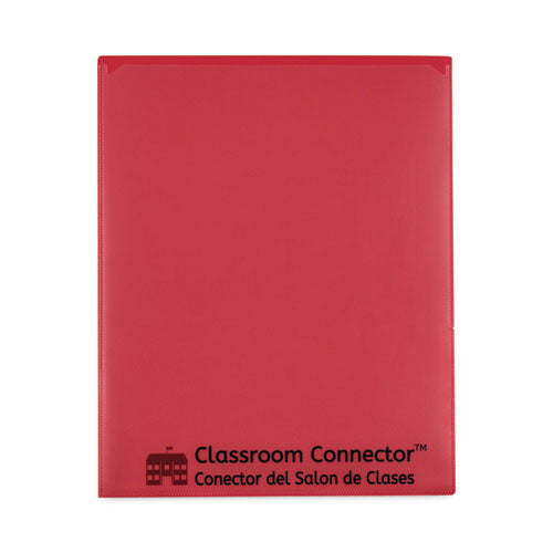 Classroom Connector Folders, 11 X 8.5, Red, 25/box