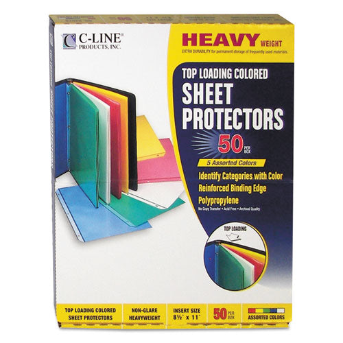 Colored Polypropylene Sheet Protectors, Assorted Colors, 2", 11 X 8.5, 50/box