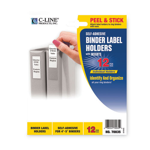 Self-adhesive Ring Binder Label Holders, Top Load, 2.75 X 3.63, Clear, 12/pack