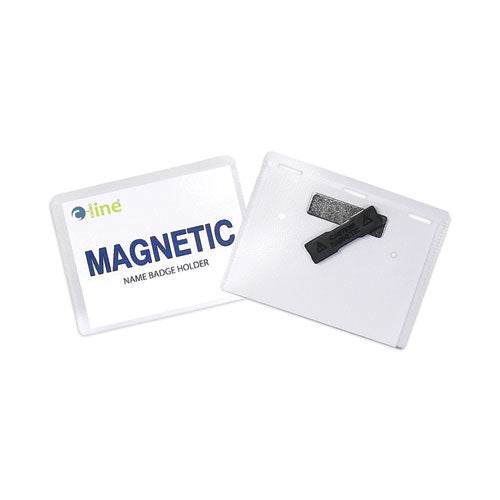 Magnetic Name Badge Holder Kit, Horizontal, 4w X 3h, Clear, 20/box