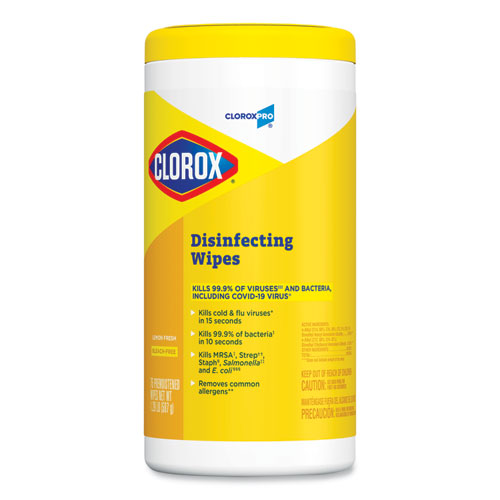 Disinfecting Wipes, 1-ply, 7 X 8, Lemon Fresh, White, 75/canister, 6/carton